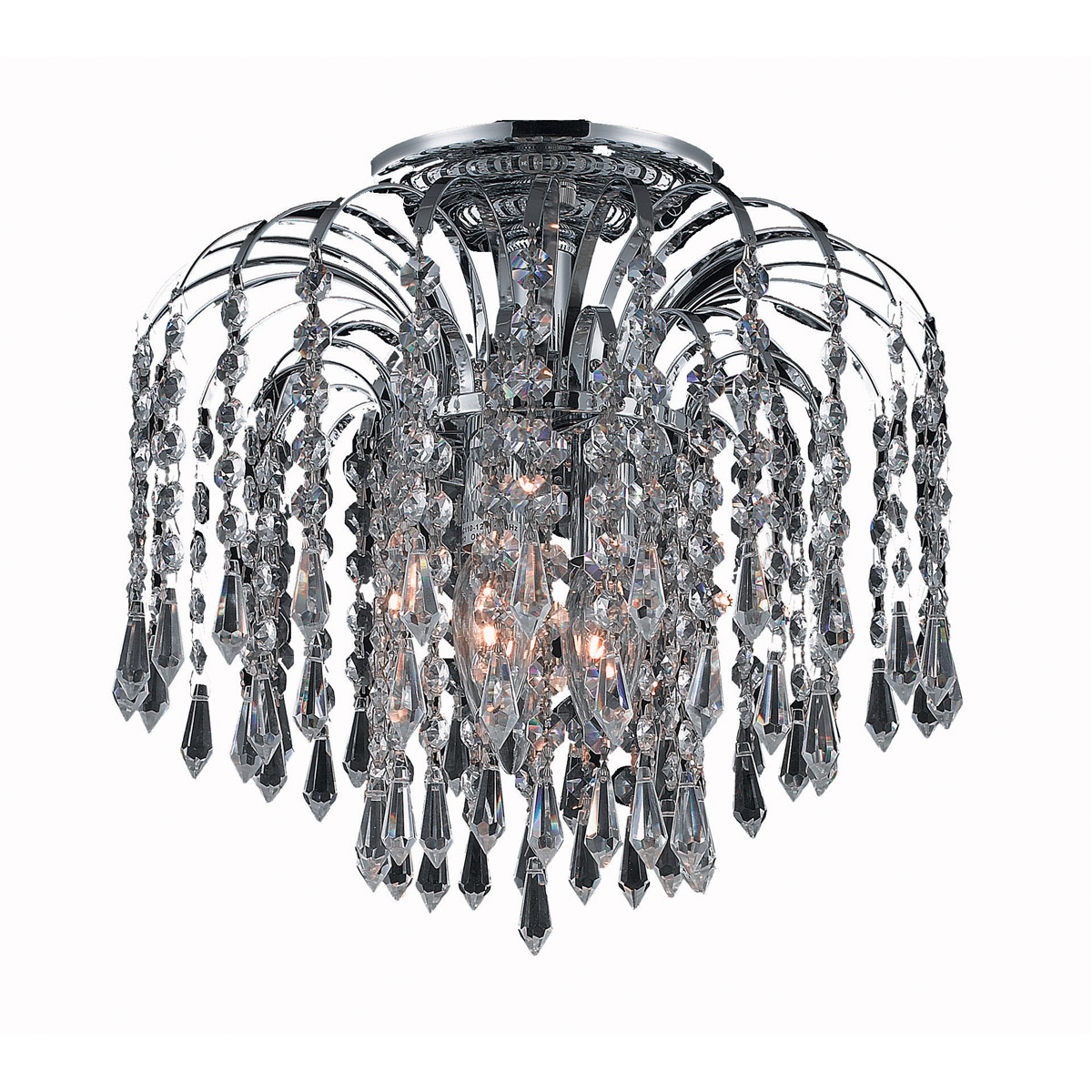 Falls 3 Light 12 inch Chrome Flush Mount Ceiling Light in Royal Cut