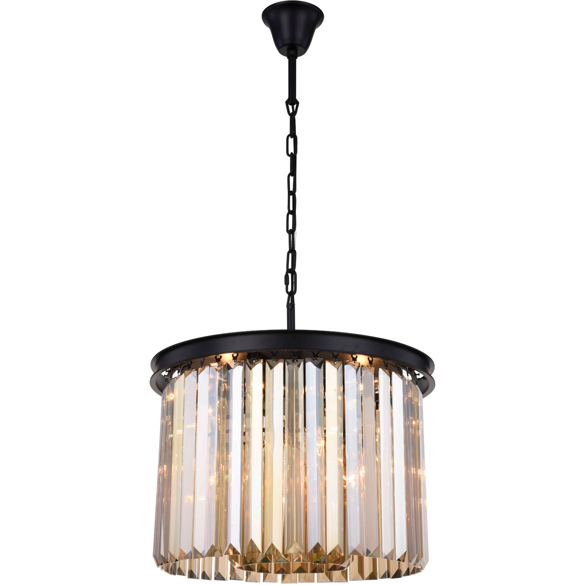 Sydney 6 Light 20 inch Matte Black Pendant Ceiling Light in Golden Teak, Urban Classic