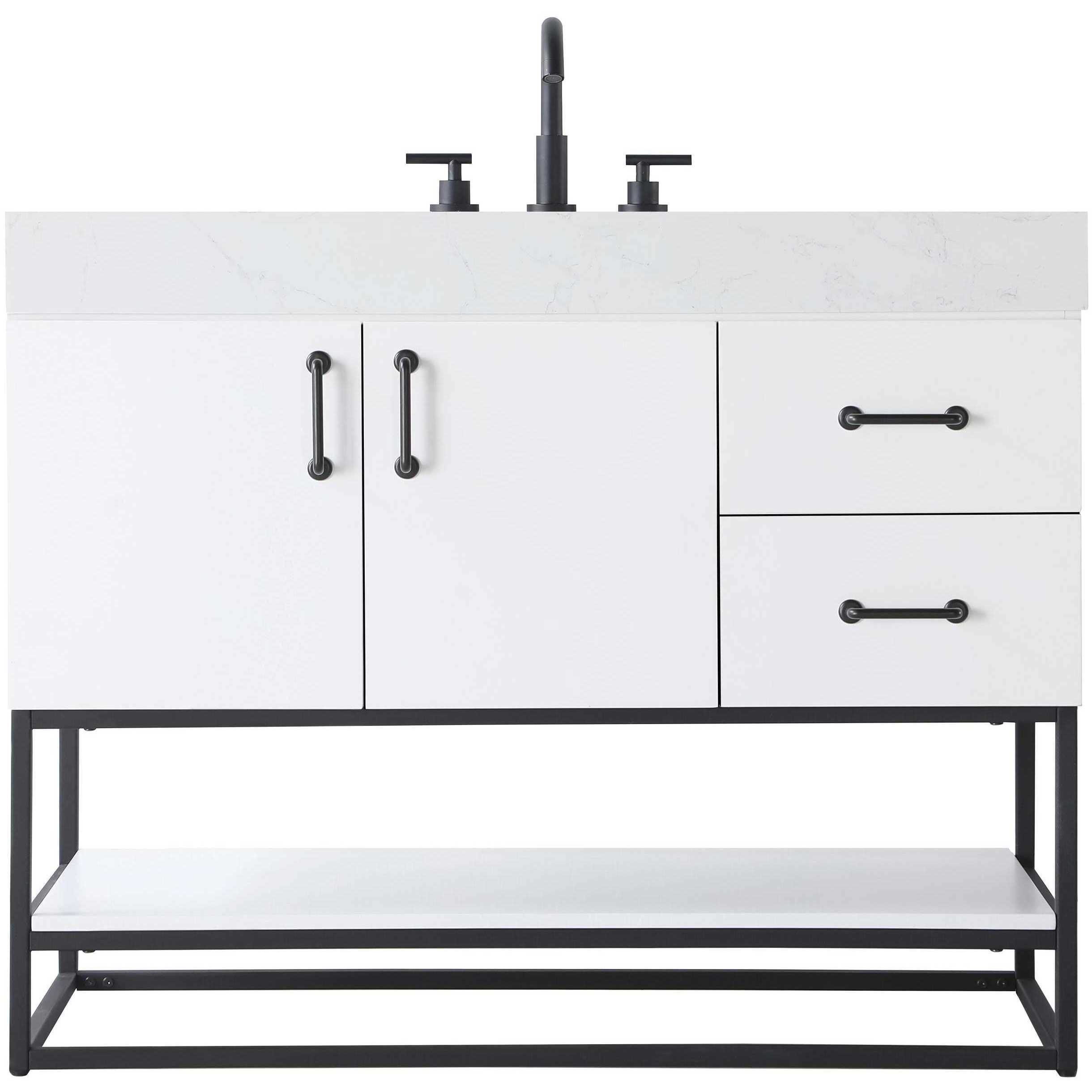 Caroline 42 X 34 inch White Bathroom Vanity Cabinet