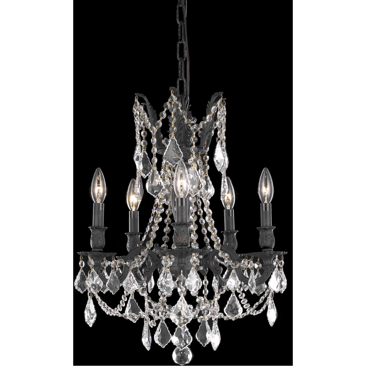 Rosalia 5 Light 18 inch Dark Bronze Dining Chandelier Ceiling Light in Clear, Royal Cut