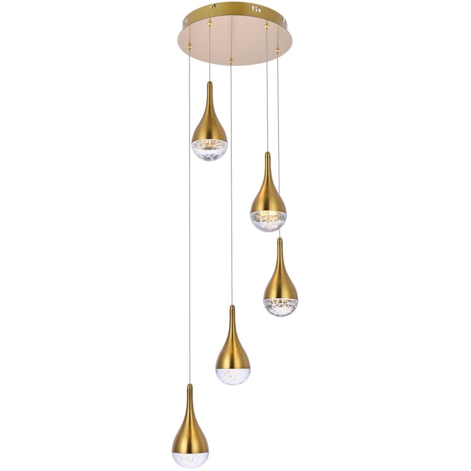 Amherst 5 Light 14.5 inch Satin Gold Pendant Ceiling Light