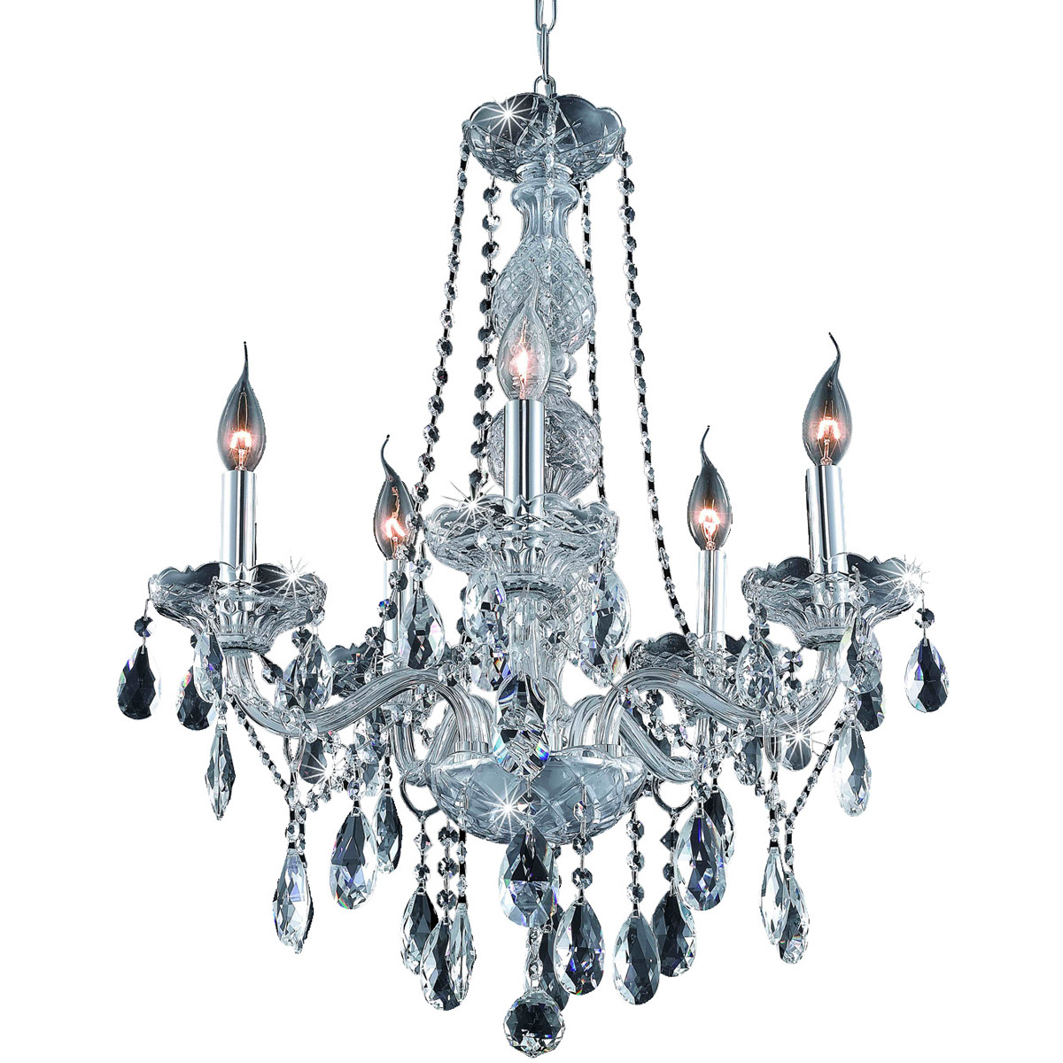Verona 5 Light 21 inch Chrome Dining Chandelier Ceiling Light in Clear, Royal Cut