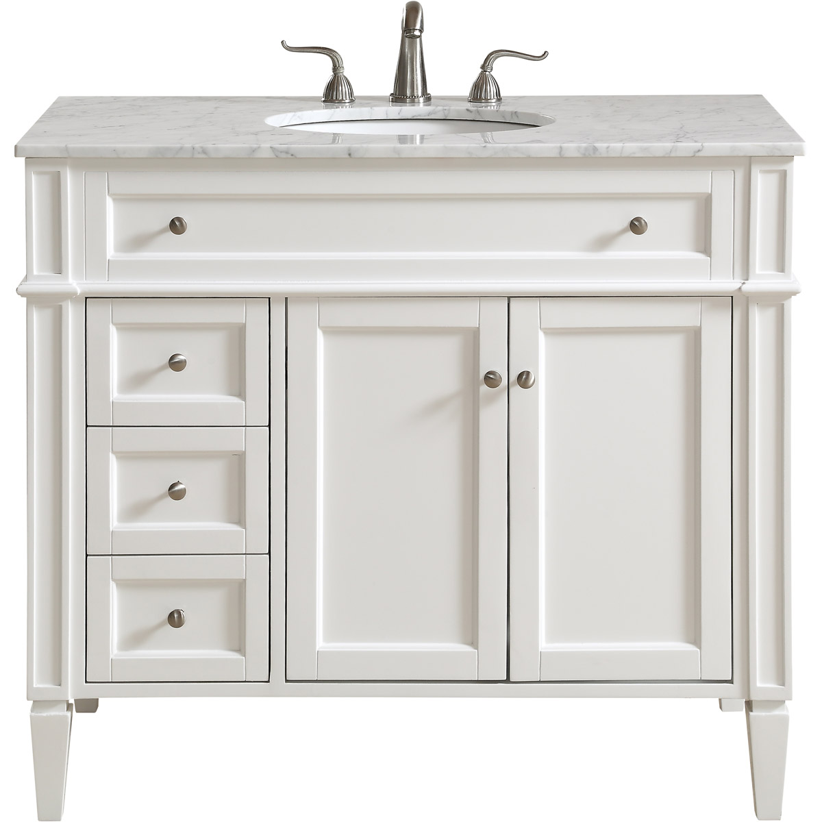 Park Avenue 40 X 35 inch White with Carrara White Marble Vanity Set
