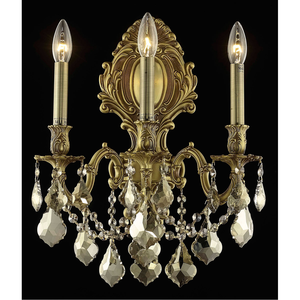 Monarch 3 Light 14 inch French Gold Wall Sconce Wall Light in Golden Teak, Royal Cut
