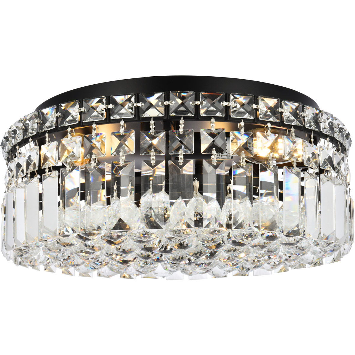 Maxime 4 Light 14 inch Black and Clear Flush Mount Ceiling Light in Royal Cut