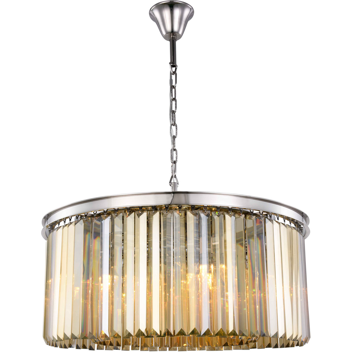 Sydney 8 Light 31.5 inch Polished Nickel Chandelier Ceiling Light in Golden Teak, Urban Classic