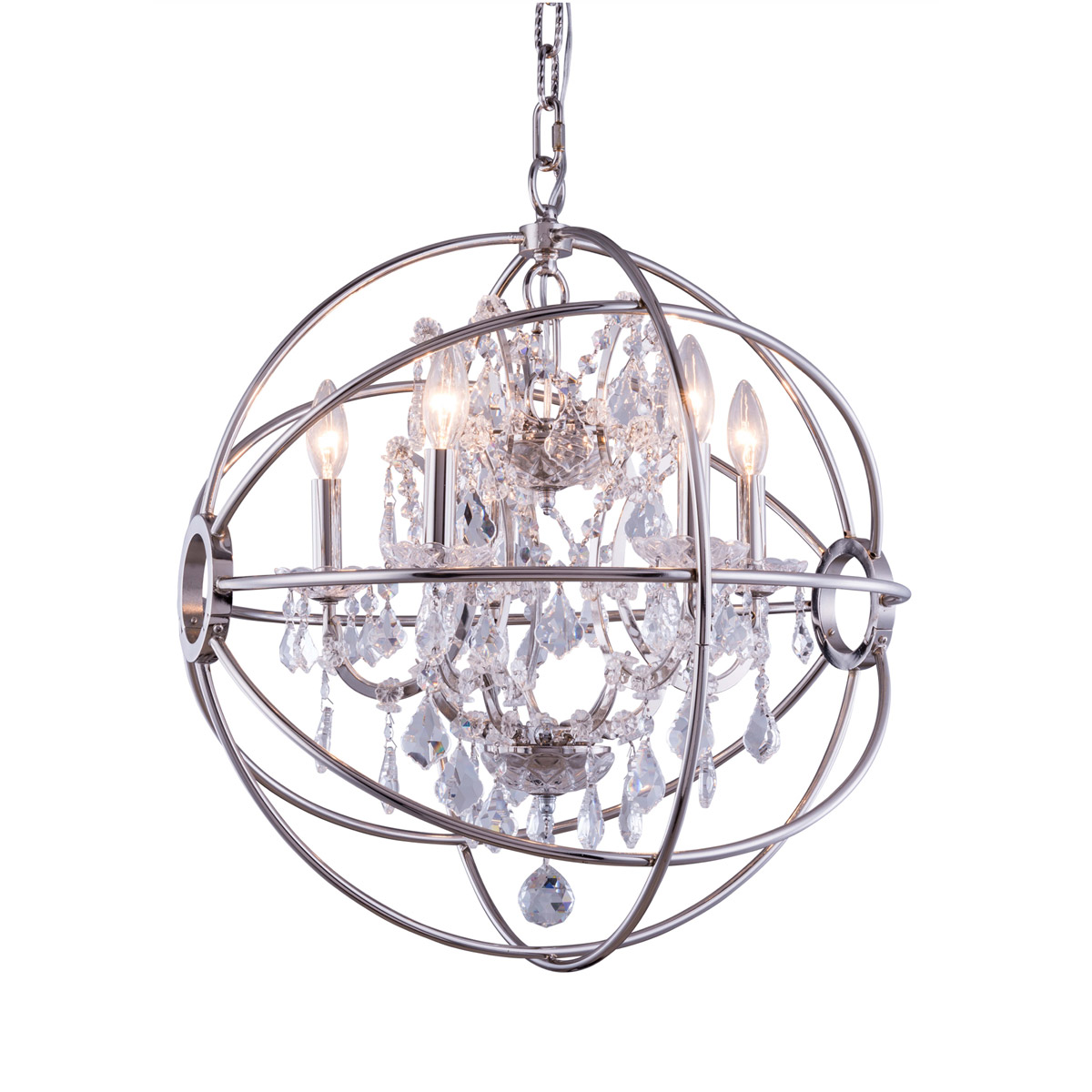 Geneva 5 Light 20 inch Polished Nickel Pendant Ceiling Light in Clear, Urban Classic
