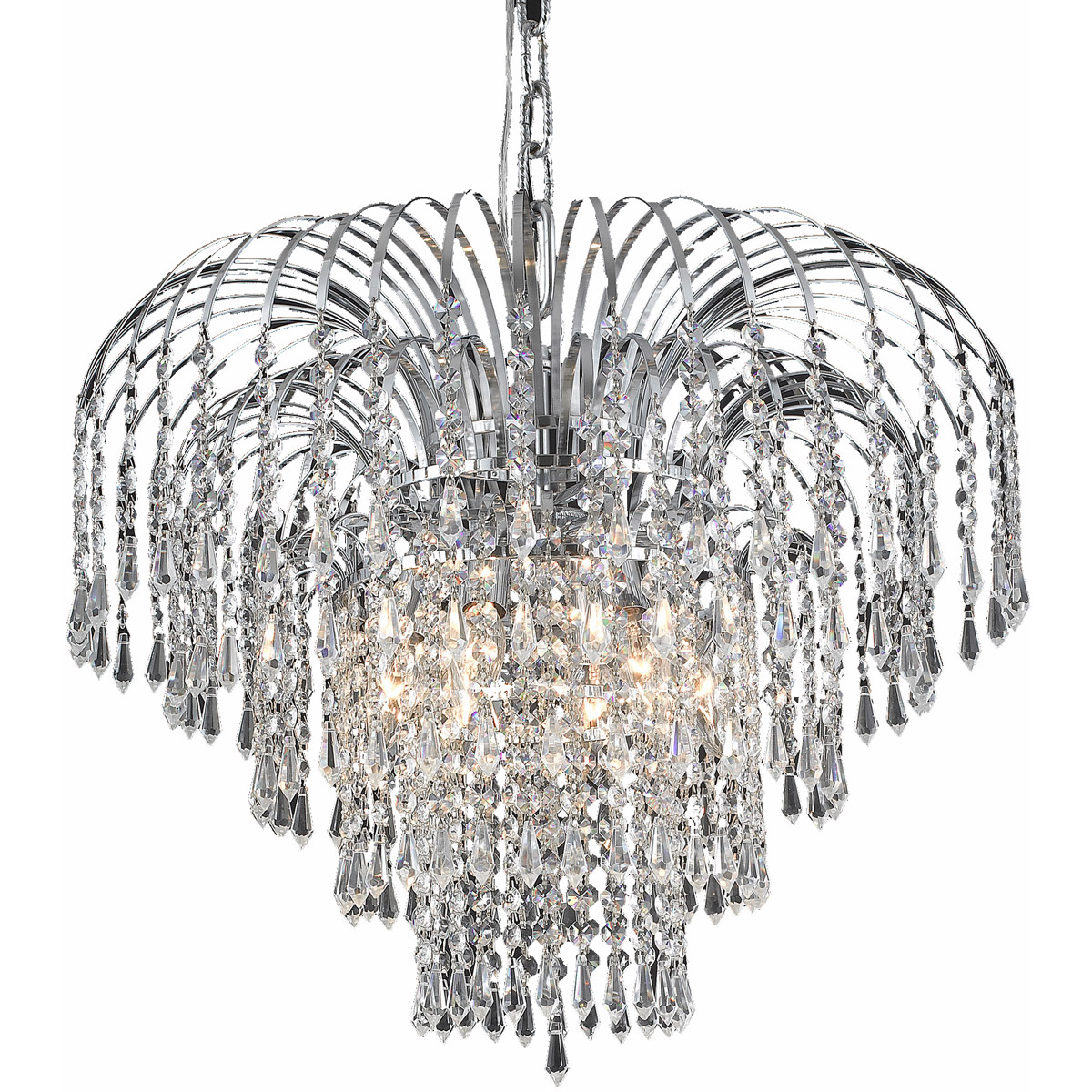 Falls 6 Light 21 inch Chrome Dining Chandelier Ceiling Light in Royal Cut