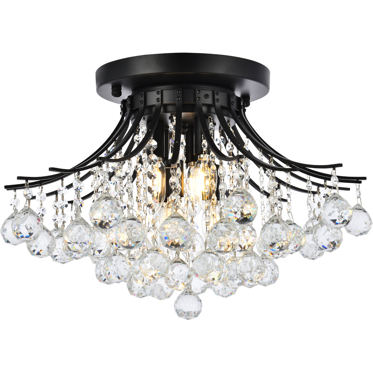 Toureg 6 Light 19 inch Black and Clear Flush Mount Ceiling Light in Royal Cut