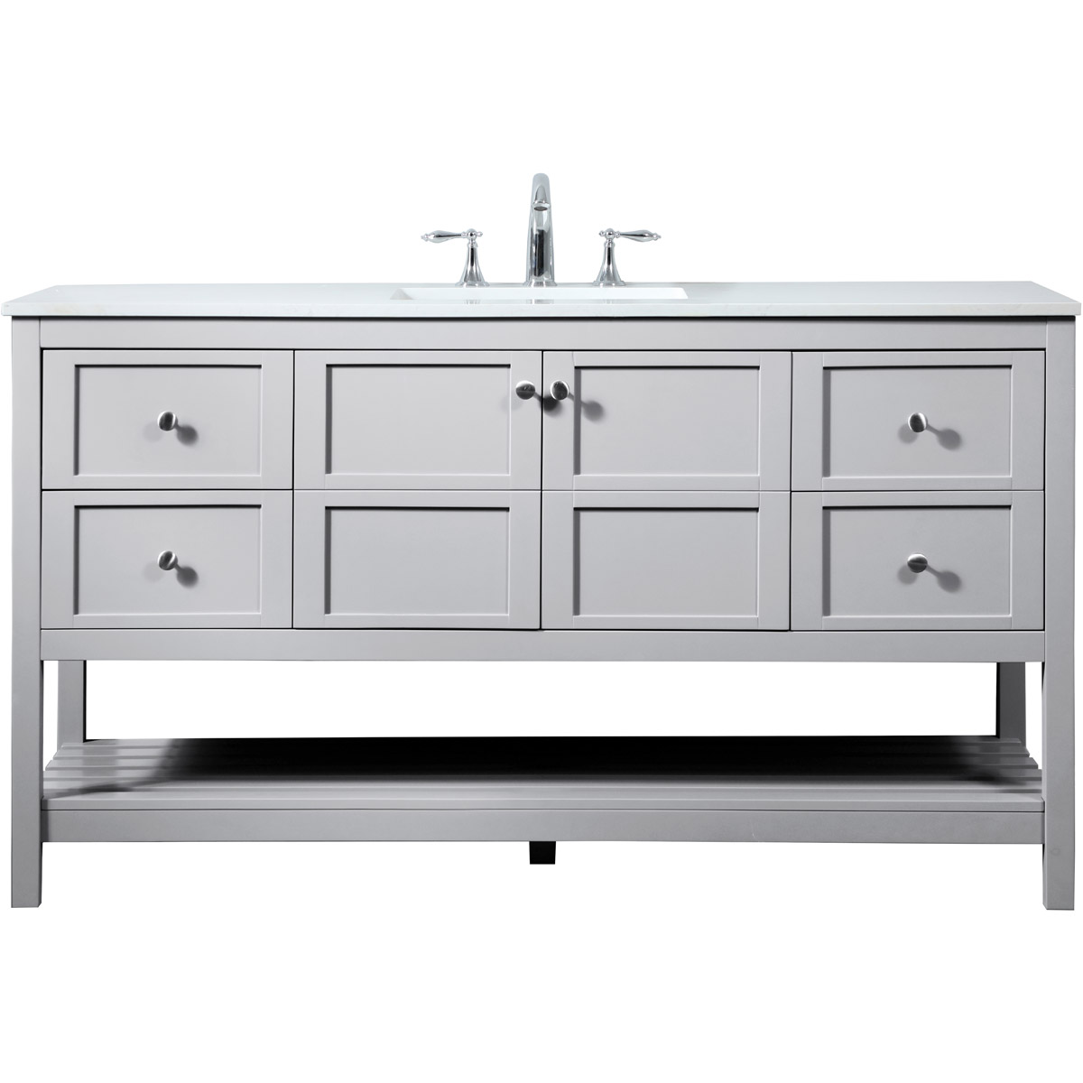 Theo 60 X 22 X 34 inch Grey Vanity Sink Set in Gray