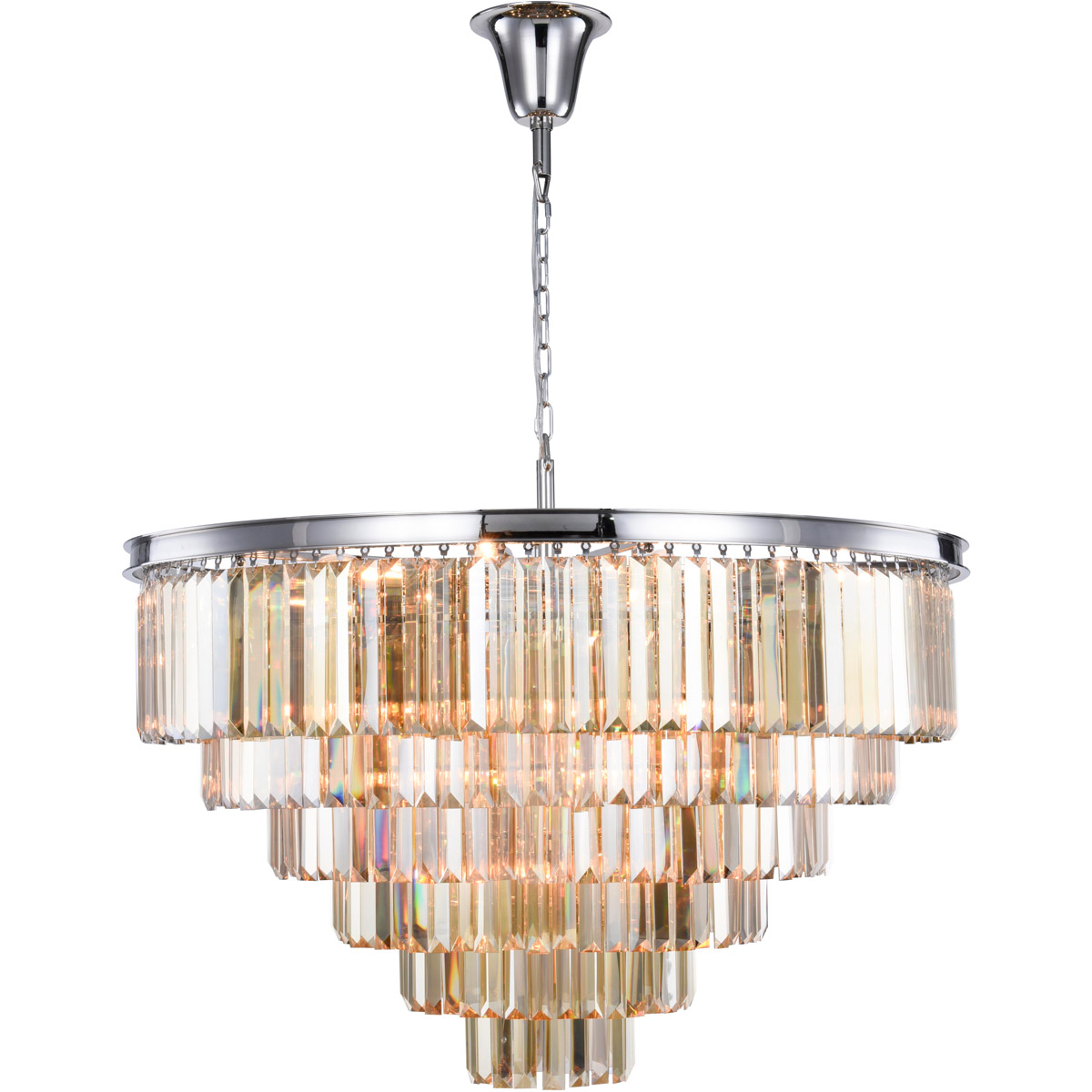 Sydney 33 Light 44 inch Polished Nickel Chandelier Ceiling Light in Golden Teak, Urban Classic