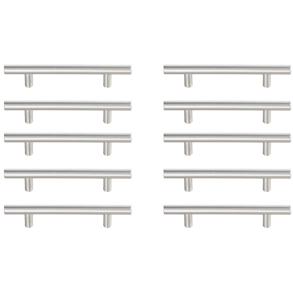 Quinn Brushed Nickel Hardware Drawer Pull in 4in Center to Center Bar, Set of 10