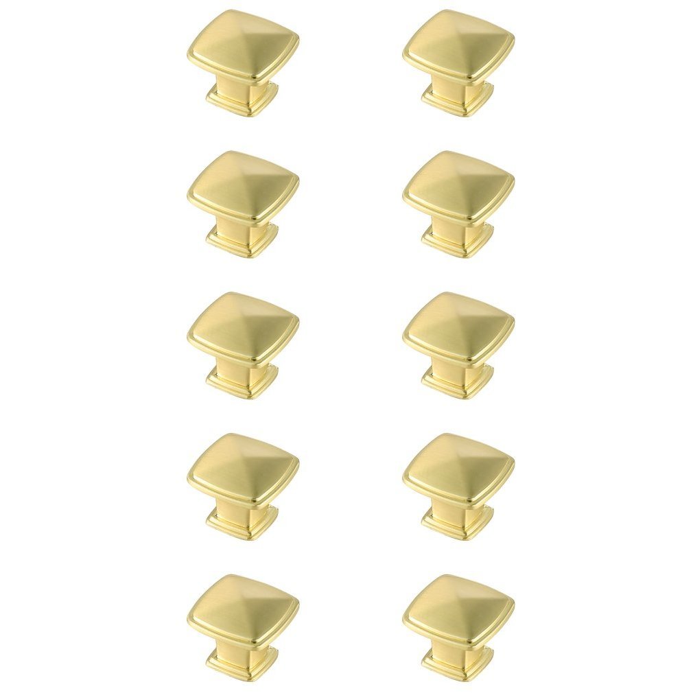 Marcel Brushed Gold Hardware Cabinet Knob in Antique Brass, Set of 10