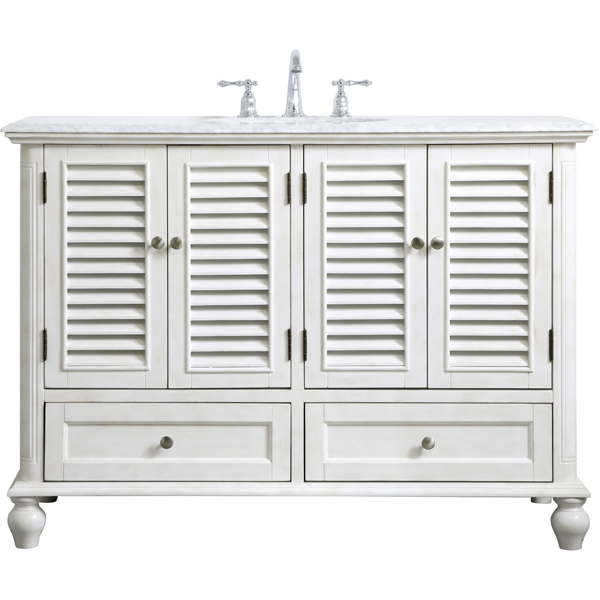 Rhodes 48 X 48 X 35 inch Antique White and Brushed Nickel Vanity Sink Set