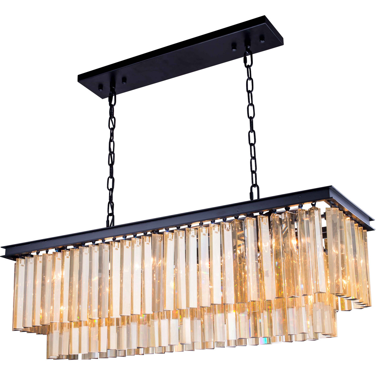 Sydney 12 Light 40 inch Matte Black Pendant Ceiling Light in Golden Teak, Urban Classic