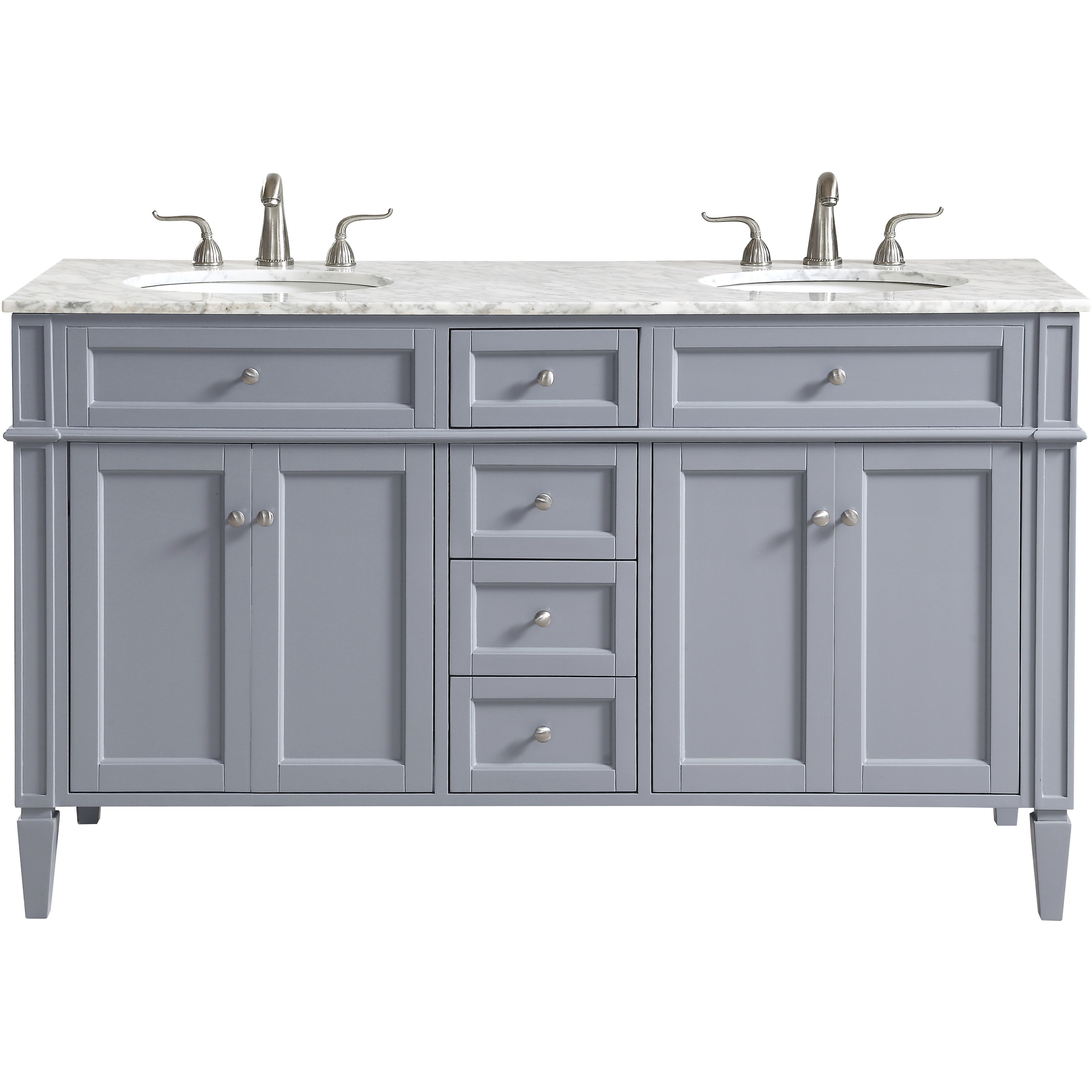 Park Avenue 60 X 35 inch Grey with Carrara White Marble Vanity Set in Gray