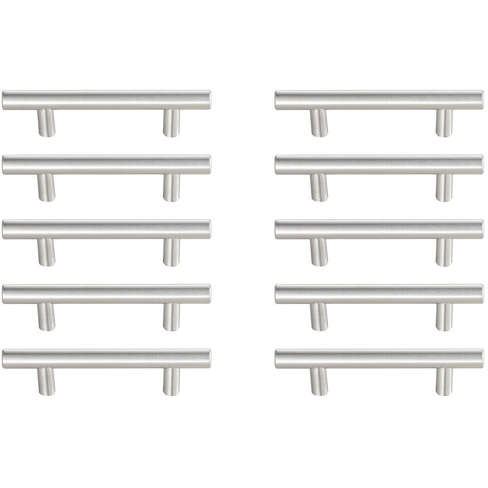 Quinn Brushed Nickel Hardware Drawer Pull in 3in Center to Center Bar, Set of 10