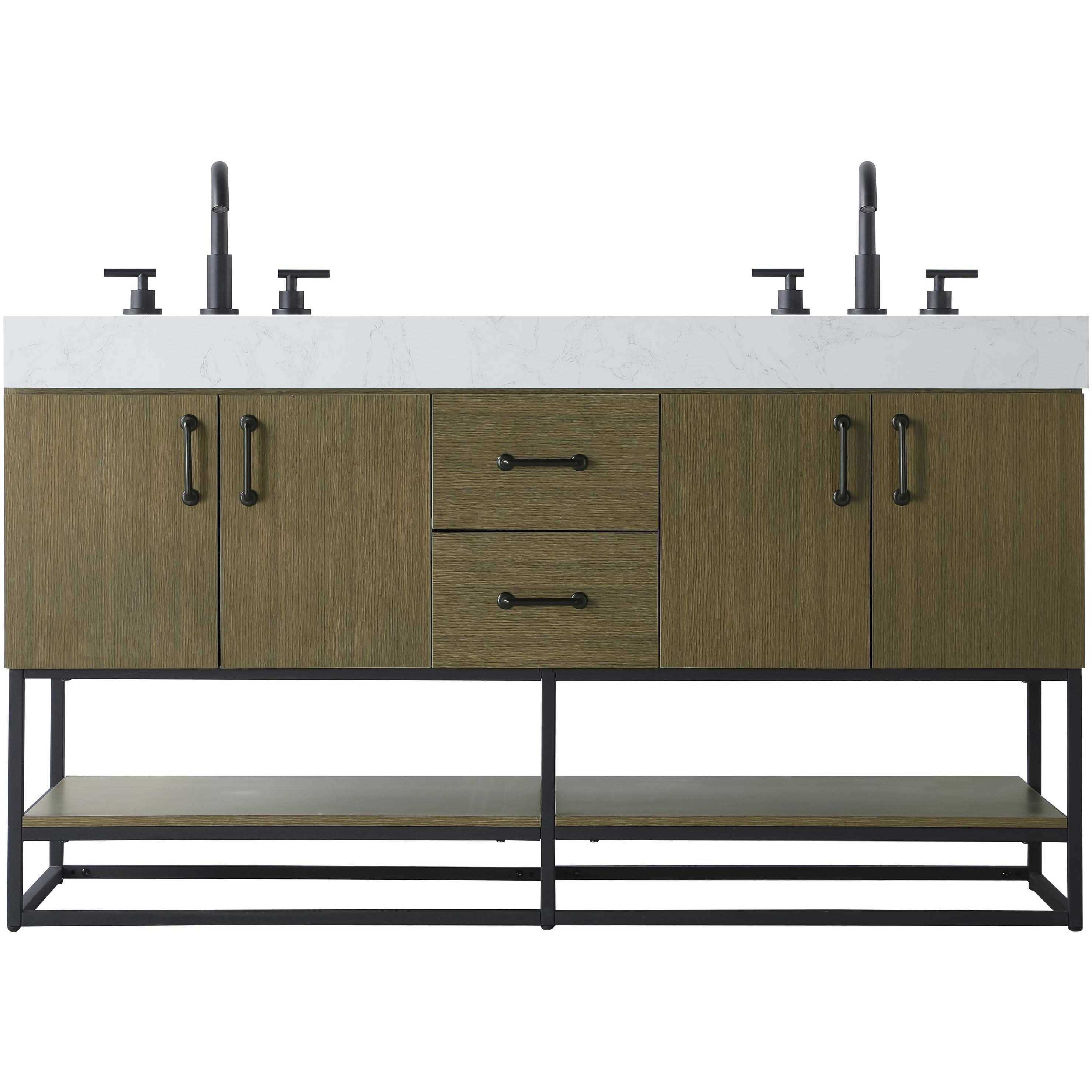 Caroline 60 X 34 inch Chestnut Brown Bathroom Vanity Cabinet