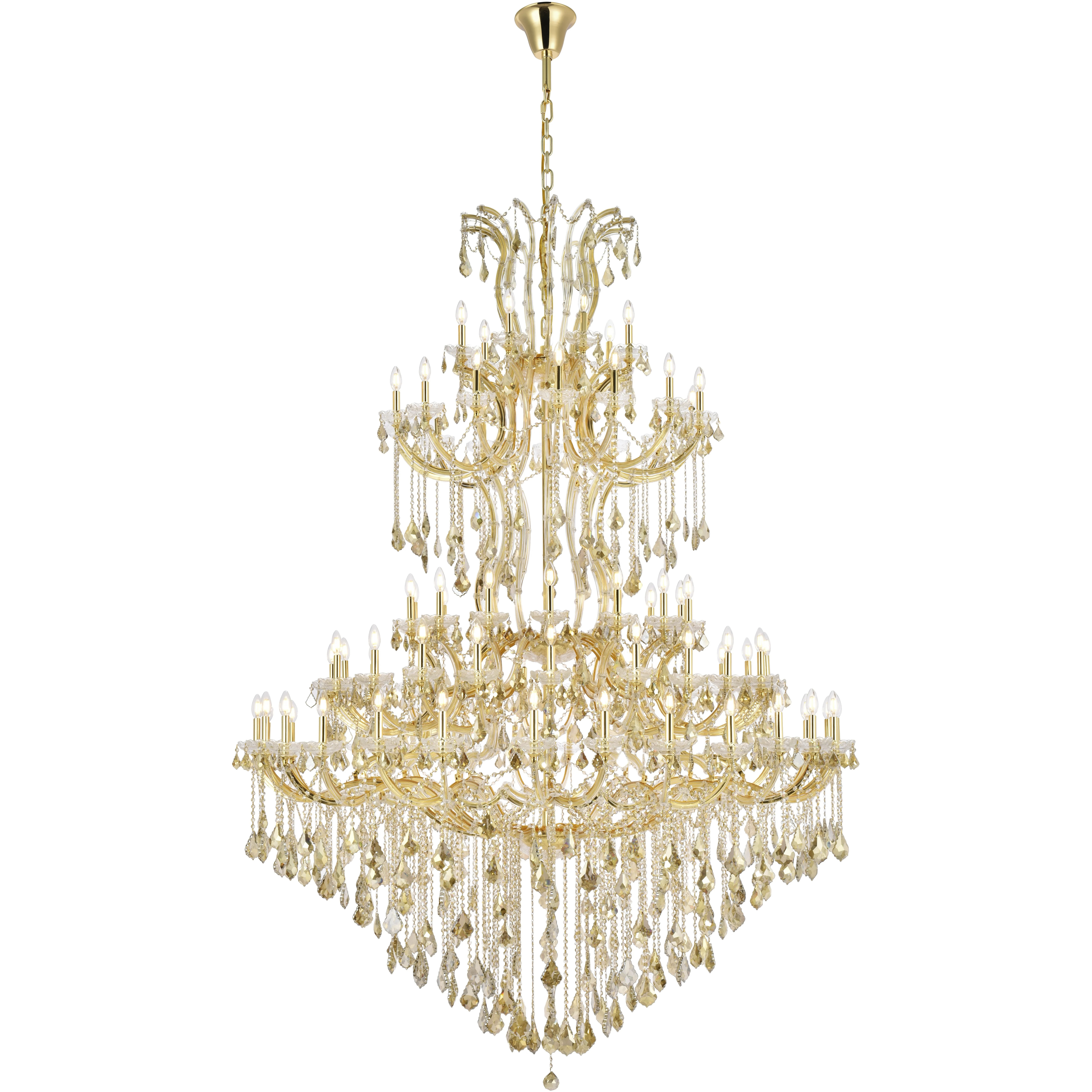 Maria Theresa 85 Light 72 inch Gold Foyer Ceiling Light in Golden Teak, Royal Cut