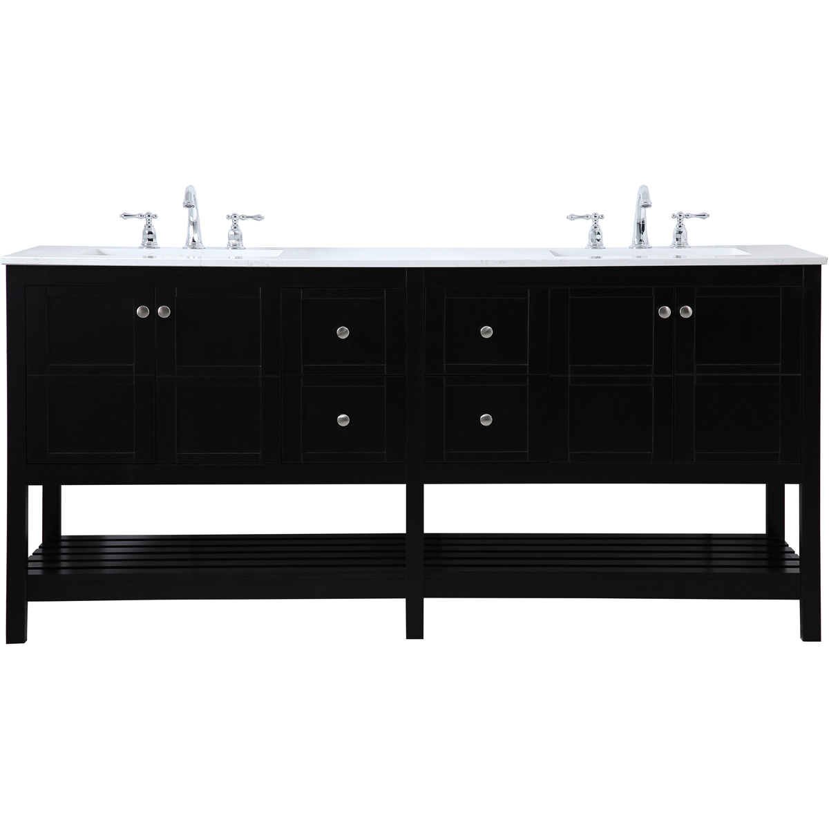 Theo 72 X 22 X 34 inch Black Vanity Sink Set