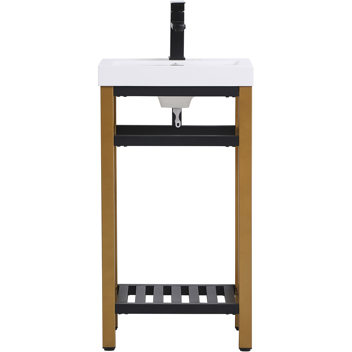Raya 18 X 13.5 X 34 inch Gold and Black with White Vanity Sink Set