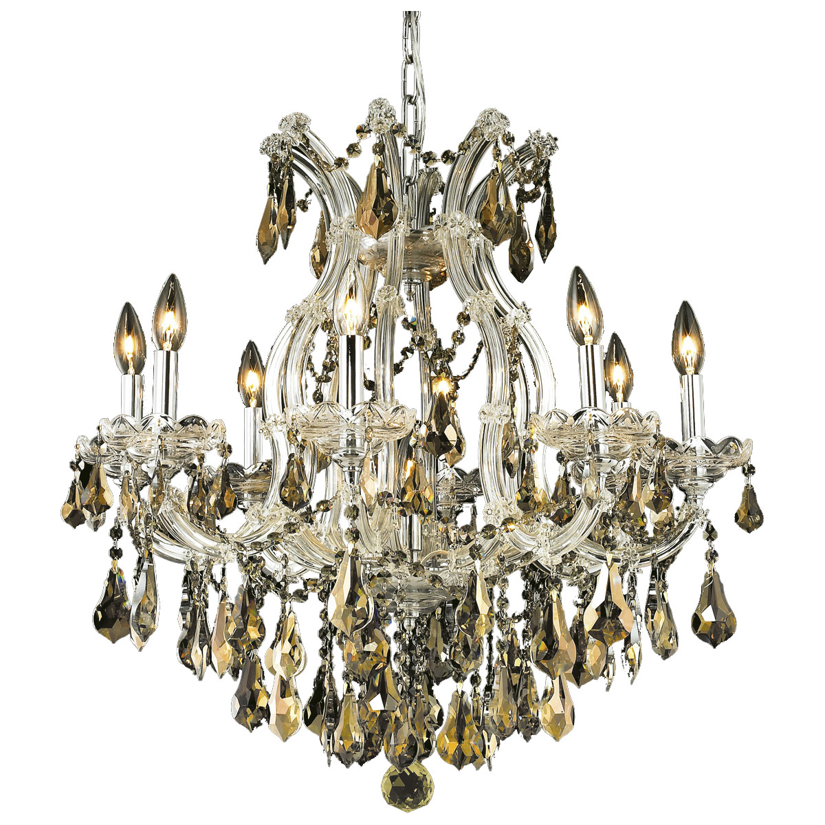 Maria Theresa 9 Light 26 inch Chrome Dining Chandelier Ceiling Light in Golden Teak