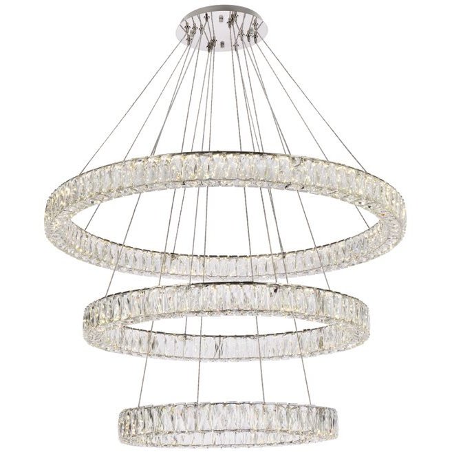Monroe 3 Light 41 inch Chrome Chandelier Ceiling Light