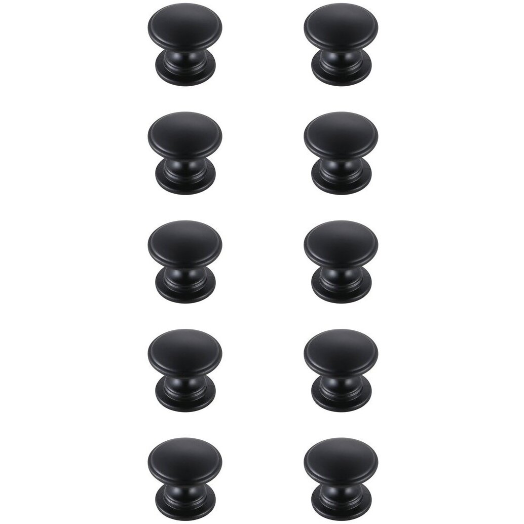 Kaid Matte Black Hardware Cabinet Knob, Set of 10