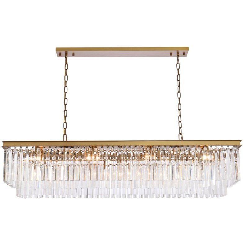 Sydney 12 Light 60 inch Satin Gold Linear Chandelier Ceiling Light in Clear