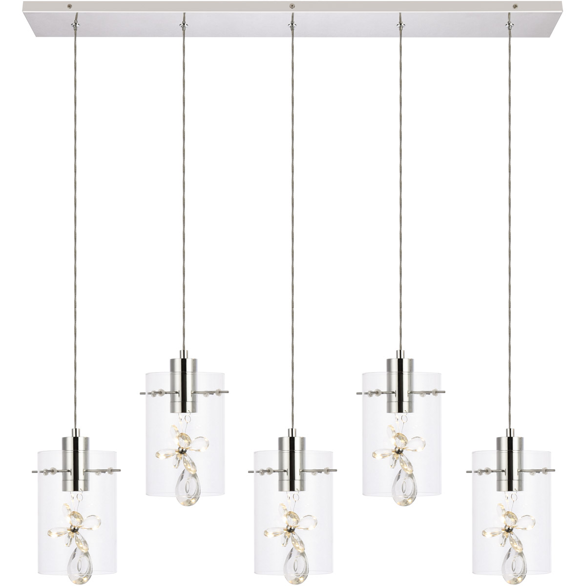 Hana 5 Light 36 inch Chrome Linear Pendant Ceiling Light