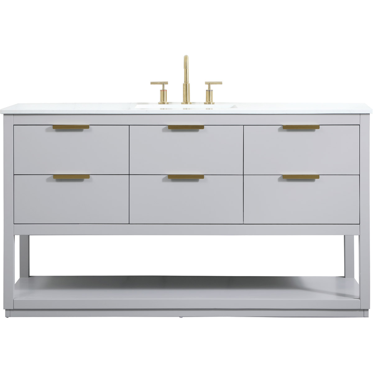Larkin 60 X 22 X 34 inch Grey Vanity Sink Set in 1