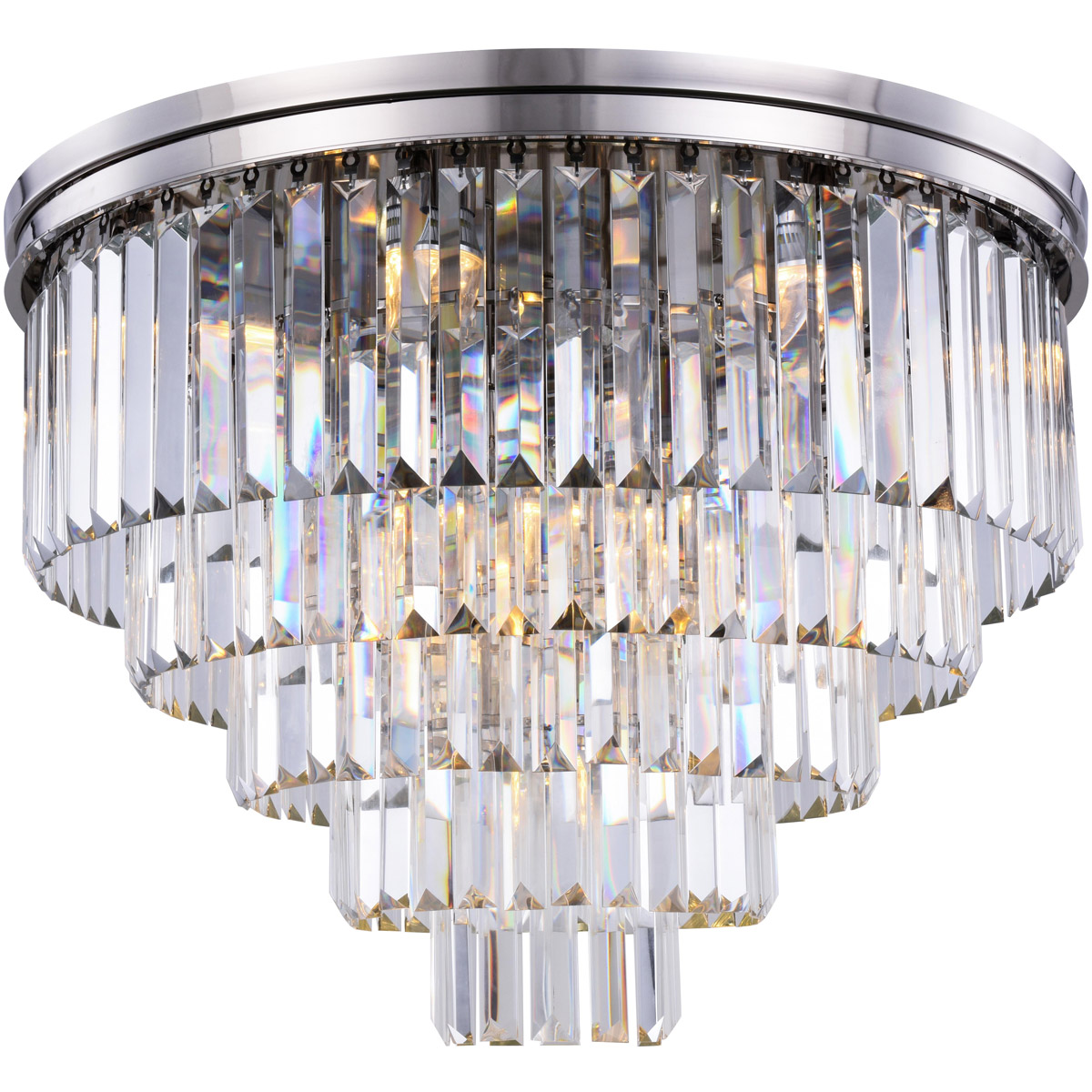 Sydney 17 Light 32 inch Polished nickel Flush Mount Ceiling Light in Clear, Urban Classic