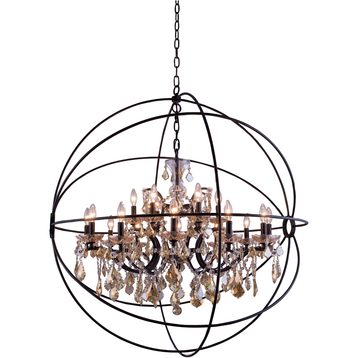 Geneva 18 Light 43.5 inch Dark Bronze Pendant Ceiling Light in Golden Teak, Urban Classic