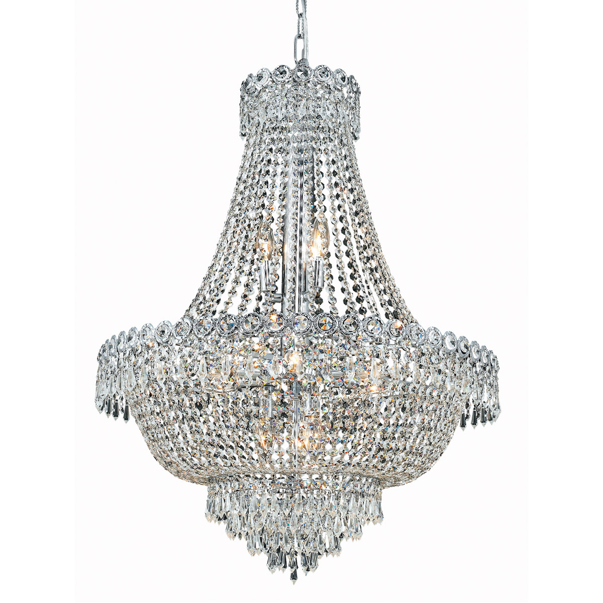 Century 12 Light 24 inch Chrome Dining Chandelier Ceiling Light in Royal Cut