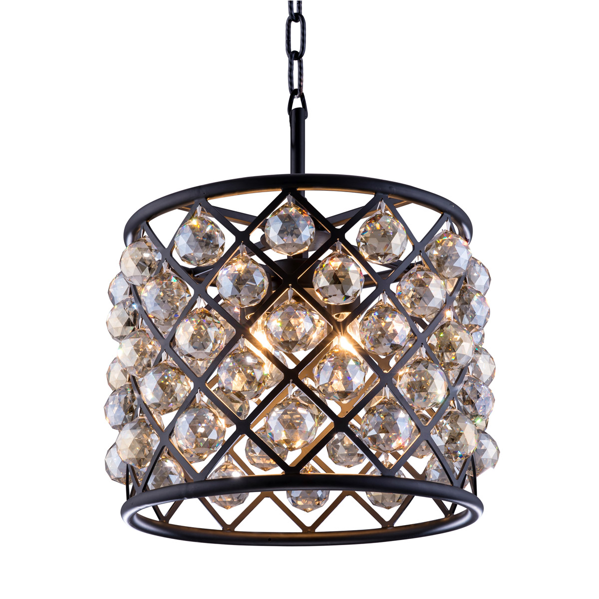 Madison 4 Light 14 inch Matte Black Pendant Ceiling Light in Golden Teak, Urban Classic