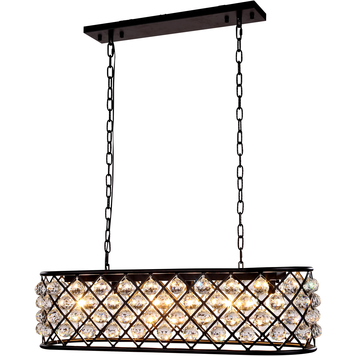 Madison 6 Light 40 inch Matte Black Island Pendant Ceiling Light in Clear, Urban Classic